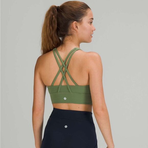 Lululemon Energy Bra High-Neck Longline Tough Green Twill‎ | Size 2 - Picture 1 of 15